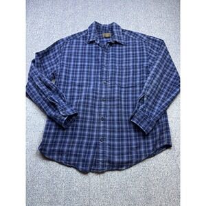 St John's Bay 100% Cotton Multi Blue Stripe Button Down Shirt Men's Medium